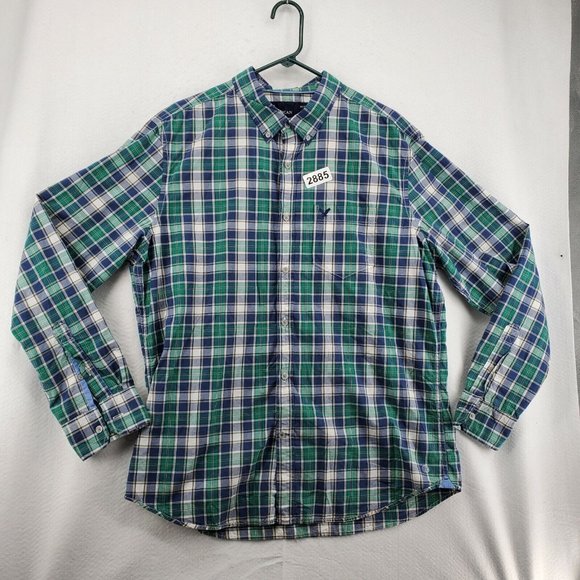 American Eagle Outfitters Shirt Mens Blue Plaid 100% Cotton Size Extra Large - Picture 12 of 12